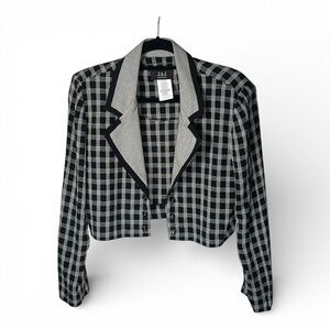 Vintage Black White Plaid Cropped Jacket Size 10 Petite NWT Career